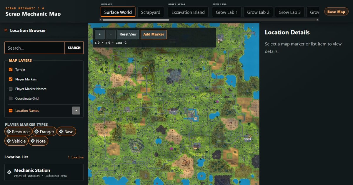 Scrap Mechanic Map - Interactive World Map and Locations